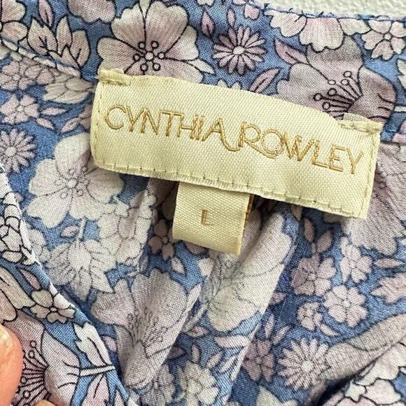 Cynthia Rowley Floral Blouse Top Large Cottagecore Feminine Boho Casual Charming - Picture 4 of 8